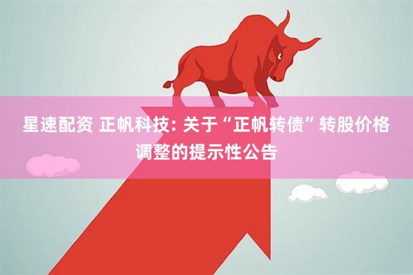 星速配资 正帆科技: 关于“正帆转债”转股价格调整的提示性公告