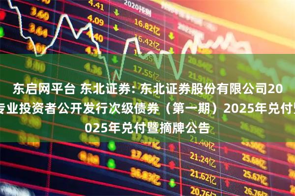 东启网平台 东北证券: 东北证券股份有限公司2022年面向专业投资者公开发行次级债券（第一期）2025年兑付暨摘牌公告